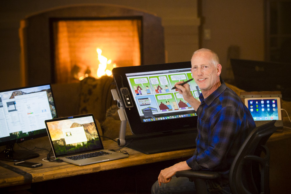 'Dilbert' cartoon creator Scott Adams at his home in Concord, California.